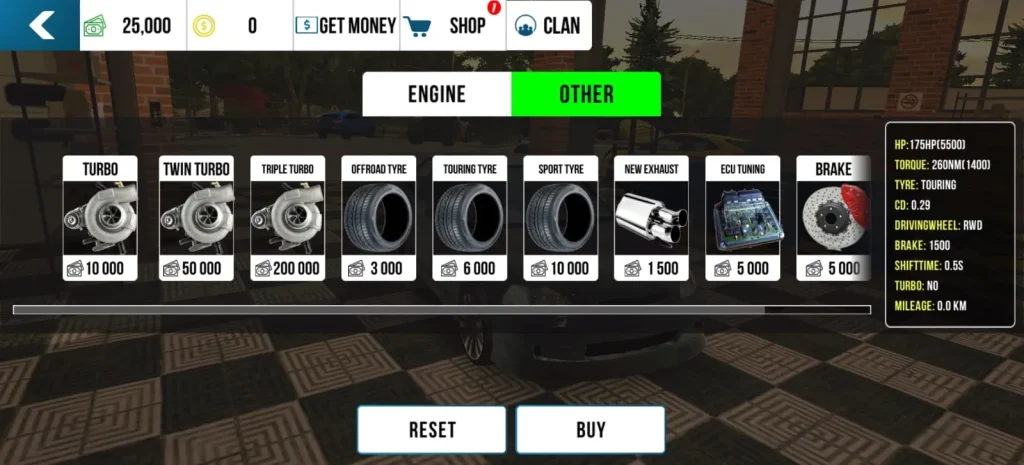 Game Mechanics of CPM Wheel selection for drift cars in car parking multiplayer